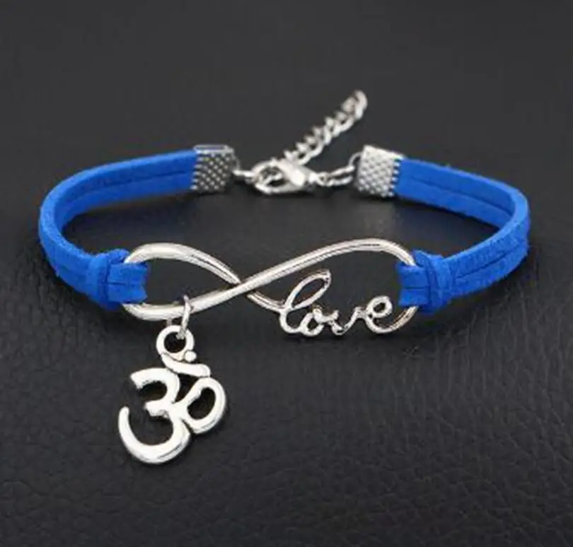 1 шт./лот браслет с подвеской Love lucky 8 Infinity Om yoga zen 3D OHM для женщин/мужчин простые