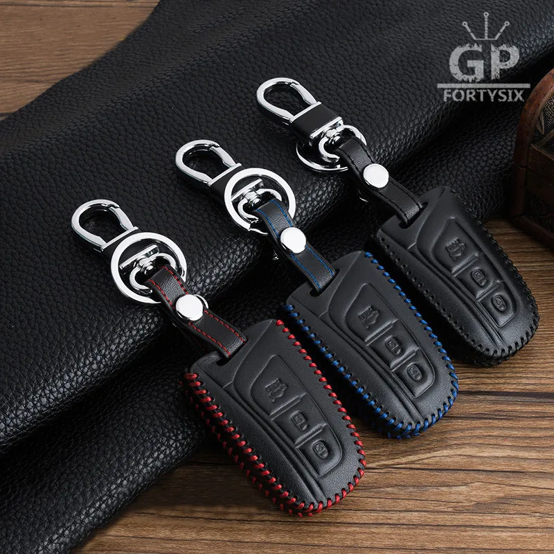 For Hyundai Santa Fe 2013 Car Styling Auto Key Cover Genuine Leather Remote Key Case For Hyundai Grand Santa Fe 2015 Accessories комплект дефлекторов vinguru для hyundai santa fe i sm 2000 2004 santa fe classic 2007 2013