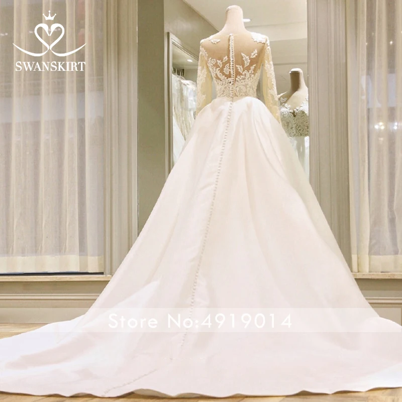 Сатиновые Свадебные платья Swanskirt с глубоким круглым вырезом модель 2020 года