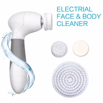 

Waterproof Facial Cleansing Brush Body Scrubber Microdermabrasion Exfoliator Deep Clean Device with 4 Brush Heads