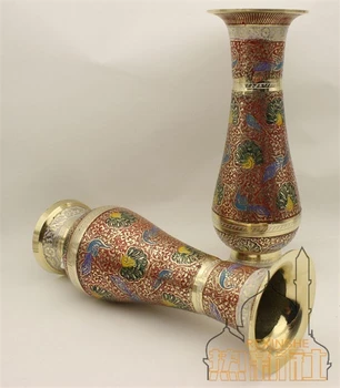 

India imported bronze vase 25 cm high Japanese Red peacock copper vase ornaments home furnishings floral gift