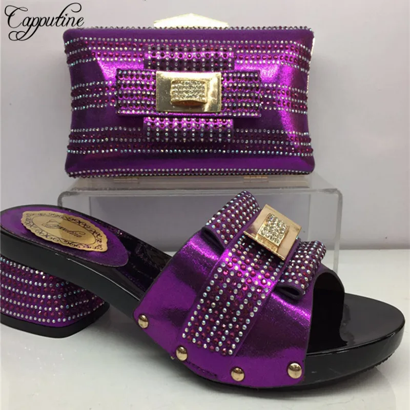Capputine/Новинка Модный итальянский дизайн Фиолетовый Цвет комплект из обуви и