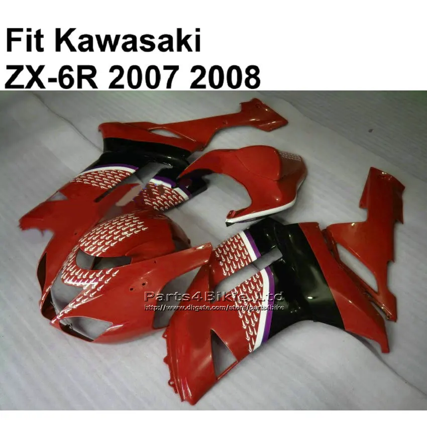 Motorcycle fairing kit for Kawasaki Ninja 636 ZX6R 2007 2008 red black fairings ZX 6R 07 08 NY11