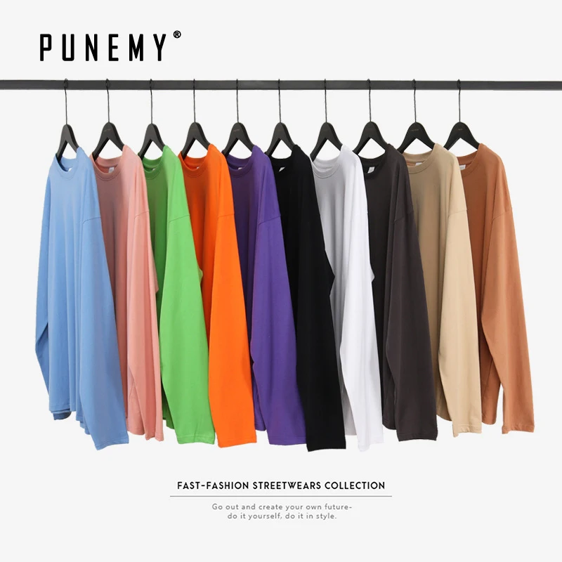 

Men Long Sleeve T Shirts Basic Pure Cotton Solid 10 Colors Streetwear Hip Hop Harajuku Tshirts for Mens Swag Man's T Shirts