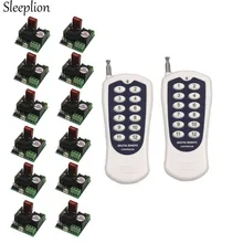 Sleeplion 315/433.92MHz AC 220V 1CH Relay Mini 12 Receiver 10A Remote Switch Input AC220V Out 220V Wireless Switch