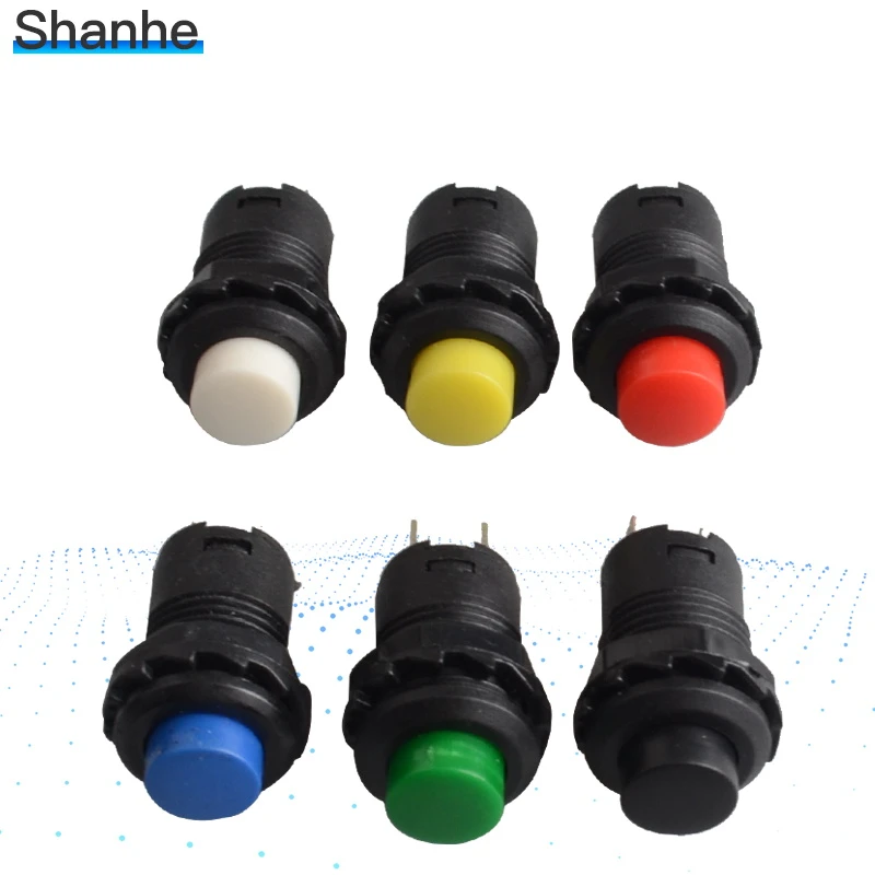 rubber switch cap 6pcs 12mm Lock Latching OFF- ON Push Button Switch maintained fixed pushbutton switches Momentary silver light switch