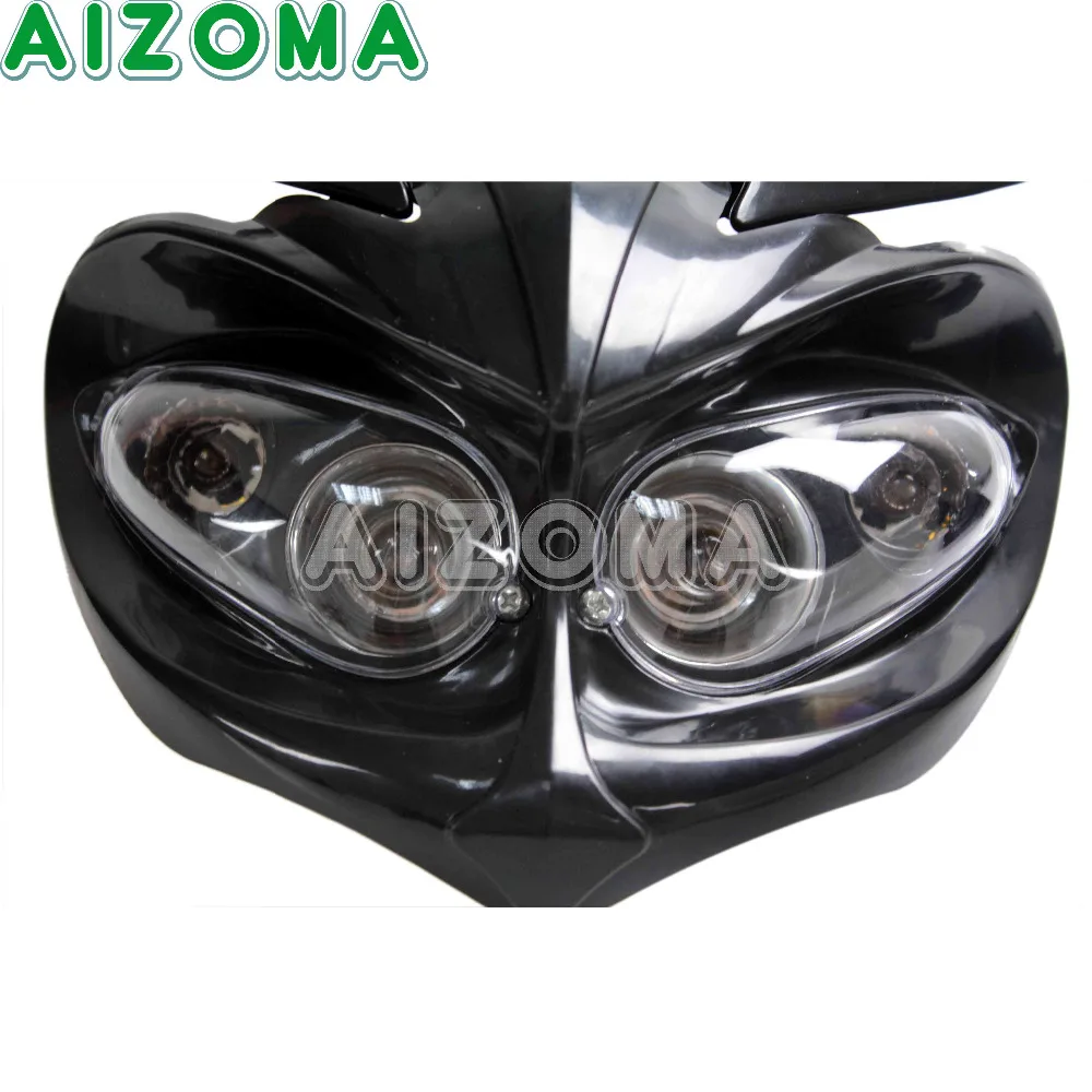 Black Motorcycle Universal Headlight 12v/20w Dual Sports Headlamp Fairing Kit For Honda Yamaha Suzuki Kawasaki Ducati Head Light