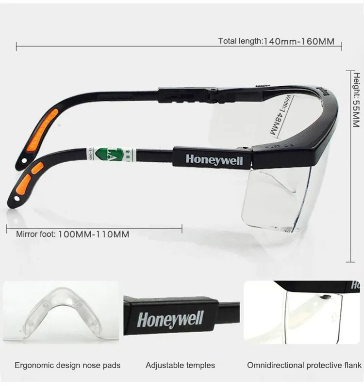 Honeywell Protective Glasses PC Lens Anti-Impact Anti-Splashing Safety Goggles Dustproof Labor Working Riding Protection Eyewear (2)