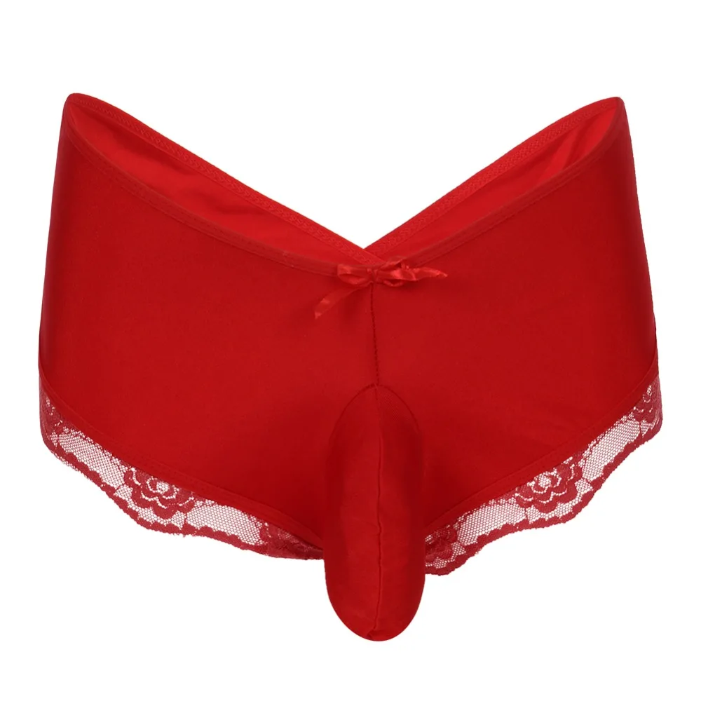 

Sexy Men Elephant Nose Boxer Briefs Underwear Lace Floral Panties Trunks Underpants Lingerie Pouch Criss-Crossing Briefs Shorts