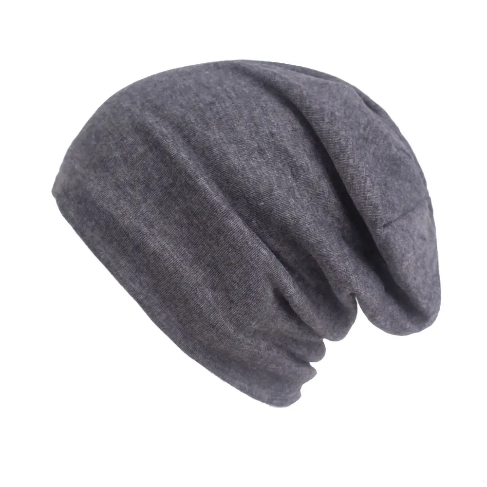 Dark Gray Мужская и женская однотонная зимняя теплая мешковатая шапка, Повседневная Толстая громоздкая Шапка-бини, HATCS0568 - Цвет: Dark Gray