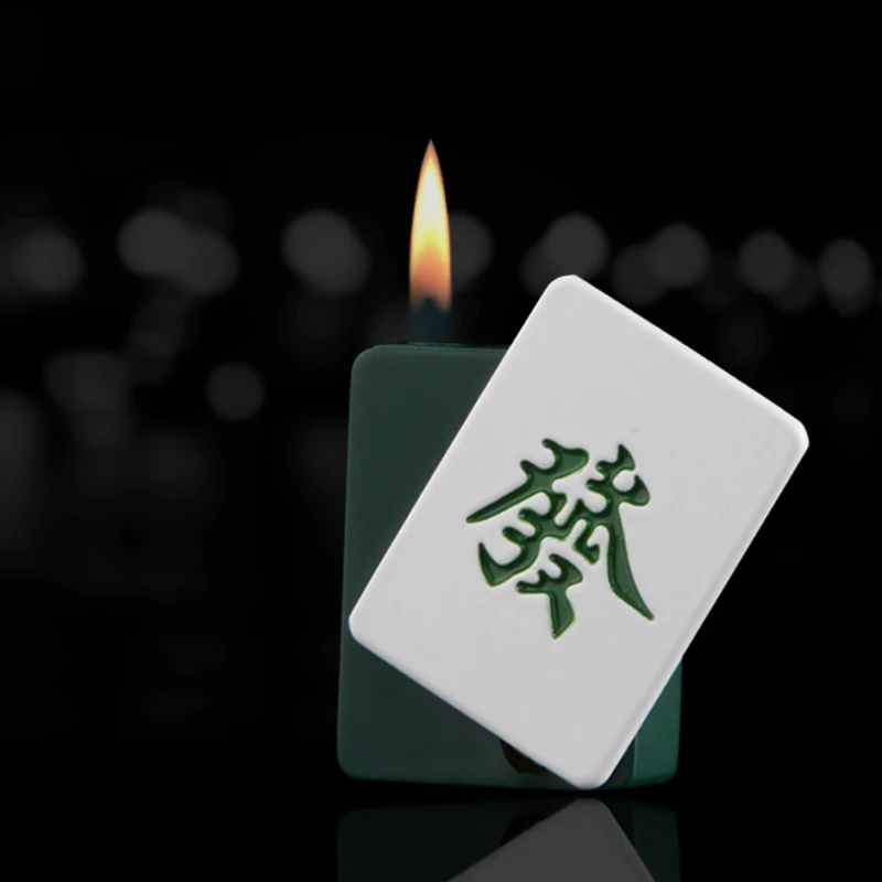 

0090 Creative Plastic Mahjong-shape Inflatable Gas Lighter Bright-flame Wholesale