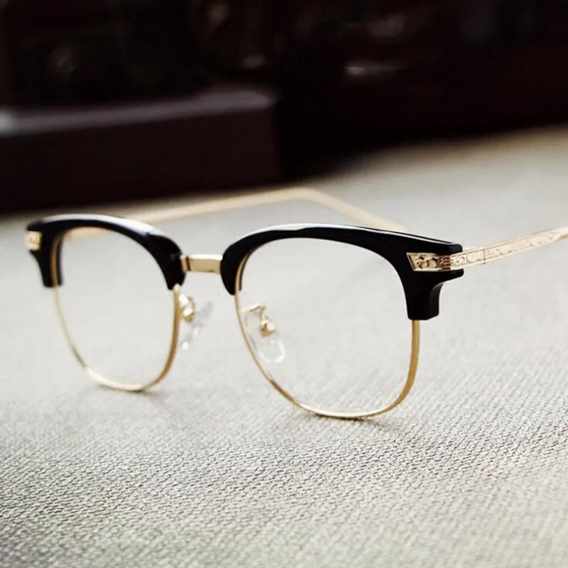 

REALSTAR Anti Blue Ray Computer Eyeglasses Frames Women Optical Myopia Glasses Half Frame Metal Men Retro Glasses Oculos S300