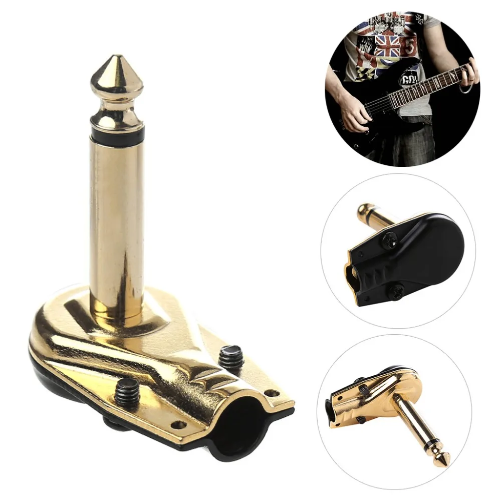 

1/4" 6.35mm Mono Jack Right Angle Plug Flat Male Guitar Effects Pedal Connector