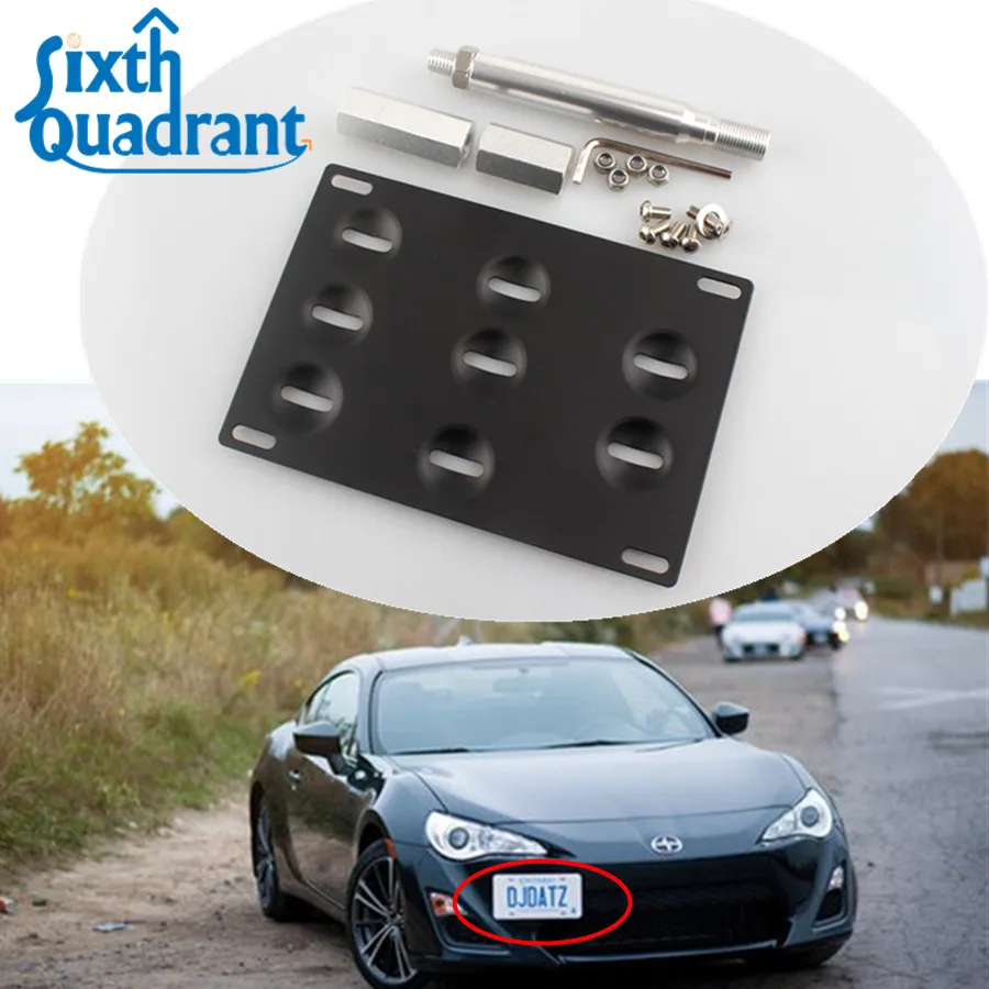 Auto Parts Front Bumper Tow Hook License Plate Mounting Bracket Kit For