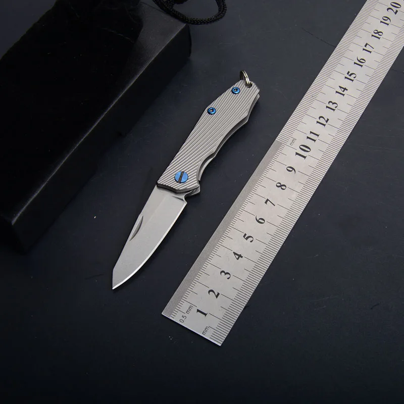 

Hysenss Titanium Small Tactical Folding Knife D2 Blade 60HRC Outdoor Camping Hunting Survival Pocket Utility Keychain EDC Tools