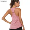 VEQKING sans manches Racerback Yoga gilet Sport Singlet femmes athlétique Fitness Sport réservoir hauts salle de Sport en cours d'exécution formation Yoga chemises ► Photo 1/6