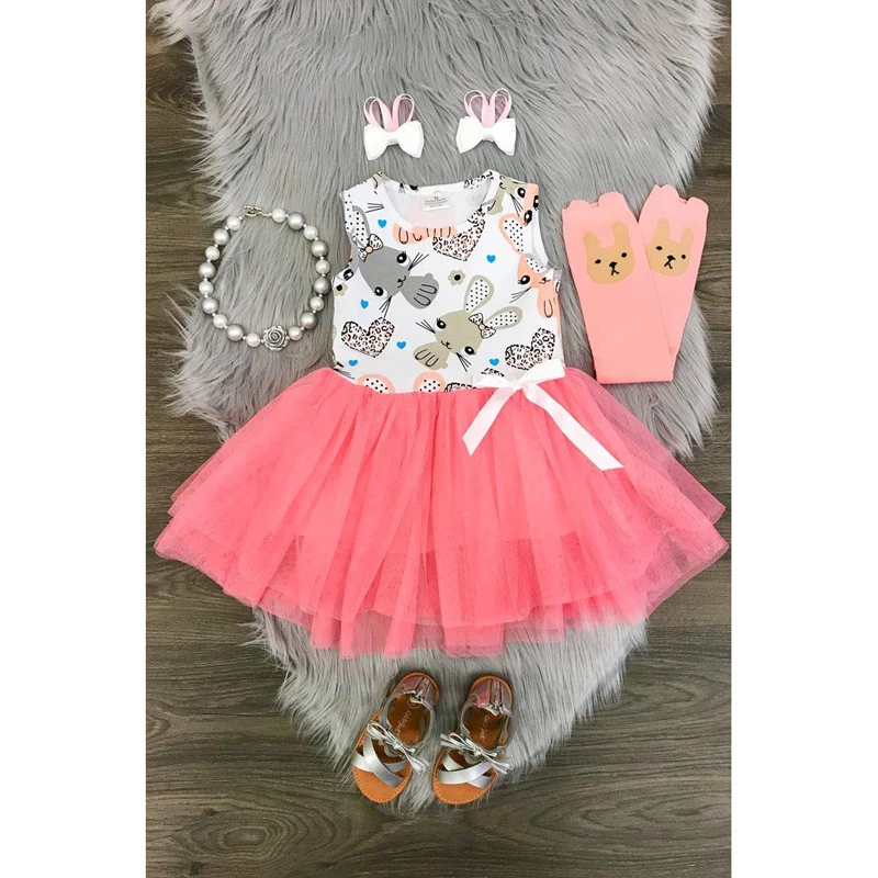 

Baby Girls Dresses 2018 New Korean Summer Sleeveless Cartoon Rabbit Lovely Princess Dress for Infant Children's Clothing