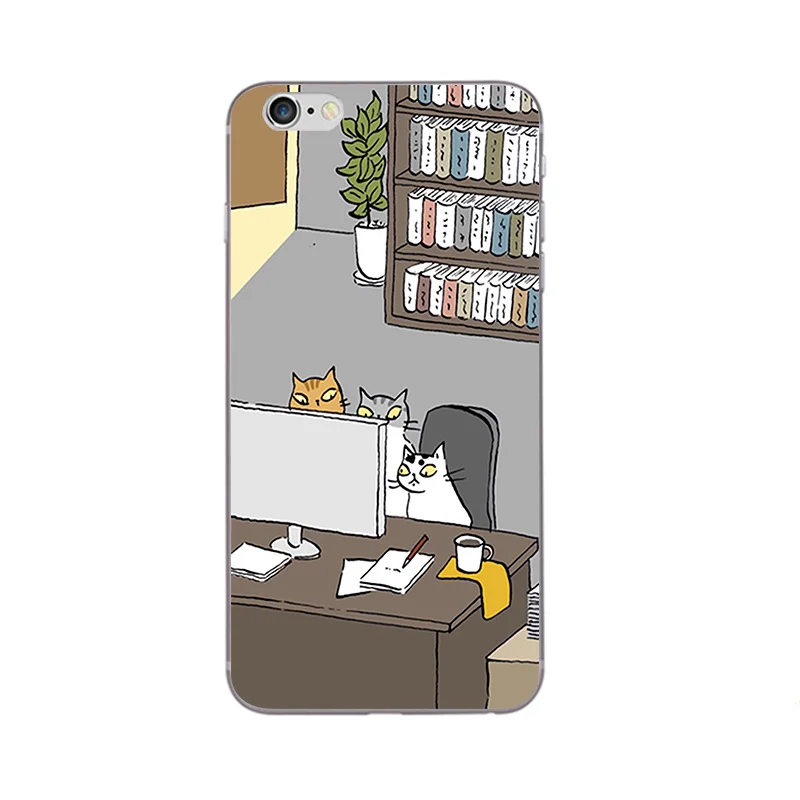 الهاتف حالة لتفاح iphone 5 5c se 6 6 ثانية زائد العودة تغطي 4.7 5.5 بوصة لينة tpu شل المحمول لطيف القط تصميم الشرب رسمت
