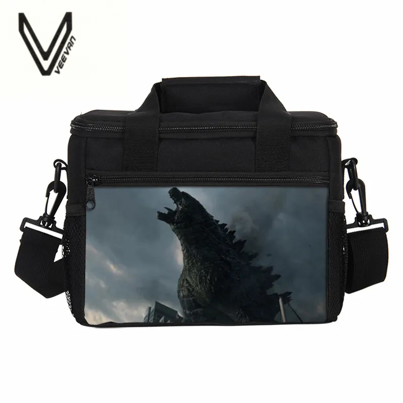 VEEVANV 3D Printing Science Fiction Monster Godzilla Series of Casual Fashion Style Lunch Bag Waterproof Convenient Bag A Gift