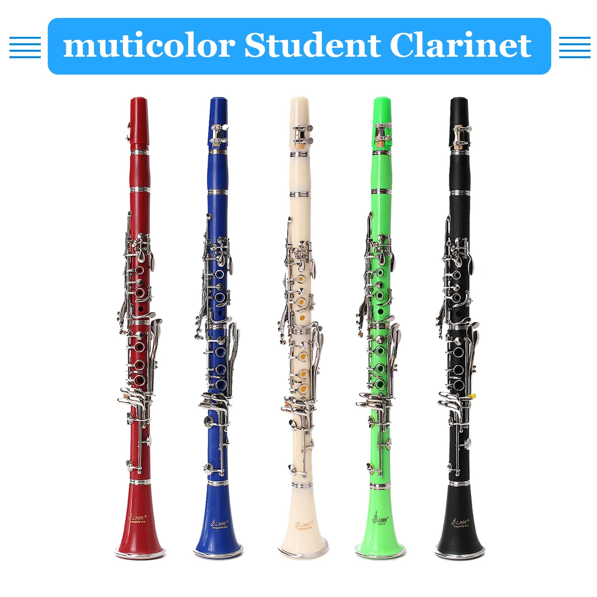 1pcs Muticolor Student Clarinet 17 Keys with Durable ABS Body with Reed Best For Beginner Woodwind Instruments Music Education 1pcs Muticolor Student Clarinet 17 Keys with Durable ABS Body with Reed Best For Beginner Woodwind Instruments Music Education