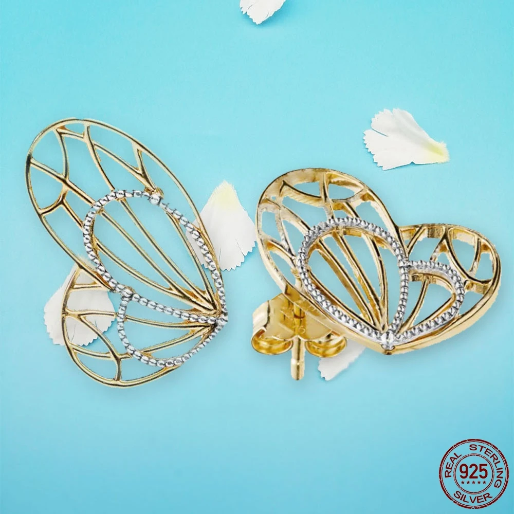 

Brand Dropshipping New 100% 925 Sterling Silver Shine Openwork Butterflies Earrings For Women Sterling Silver Jewelry Gift
