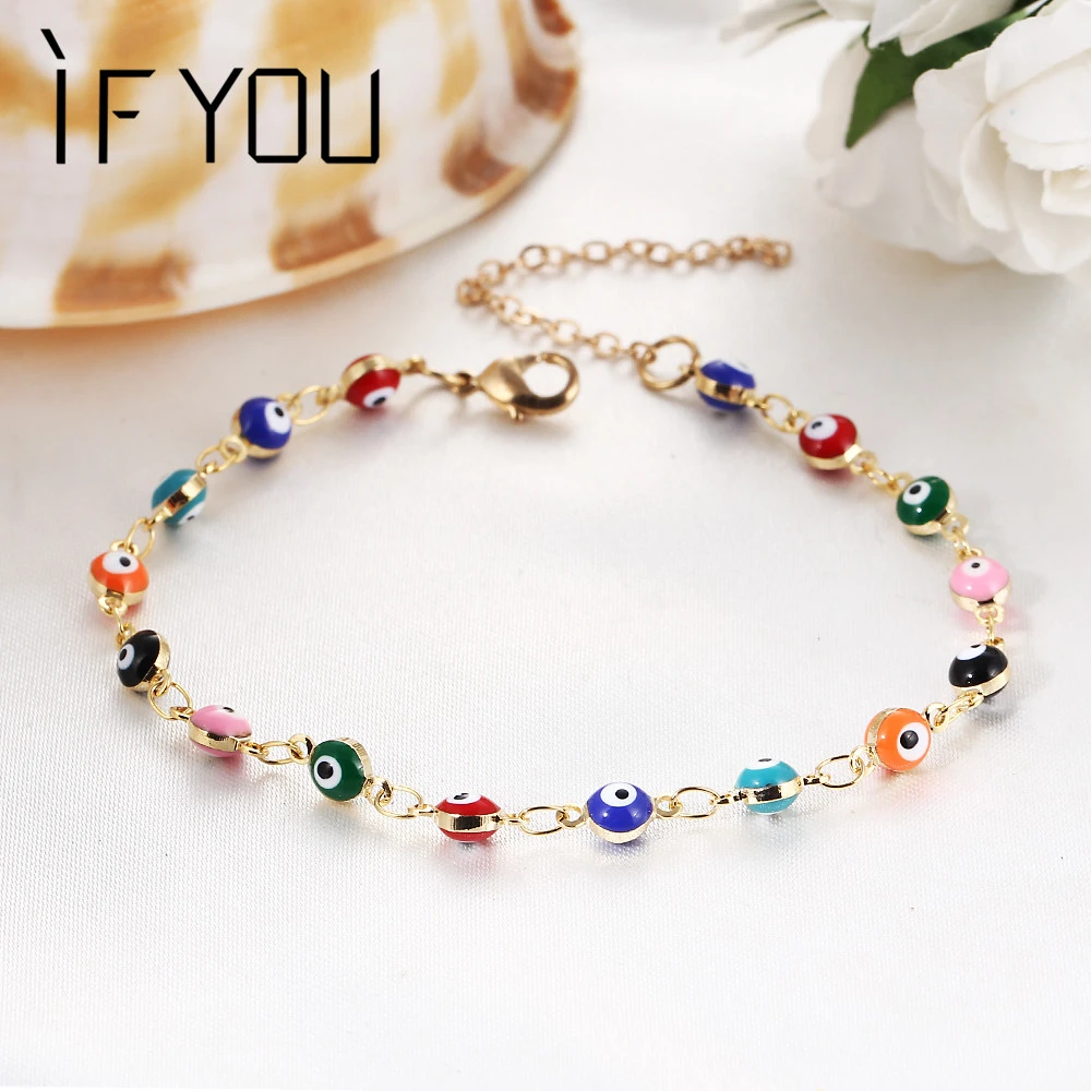 IF YOU pulsera de ojos turcos para brazalete de cuentas de colores, brincos, regalo de fiesta|bracelets for|bracelets for womenturkish eye bracelet -
