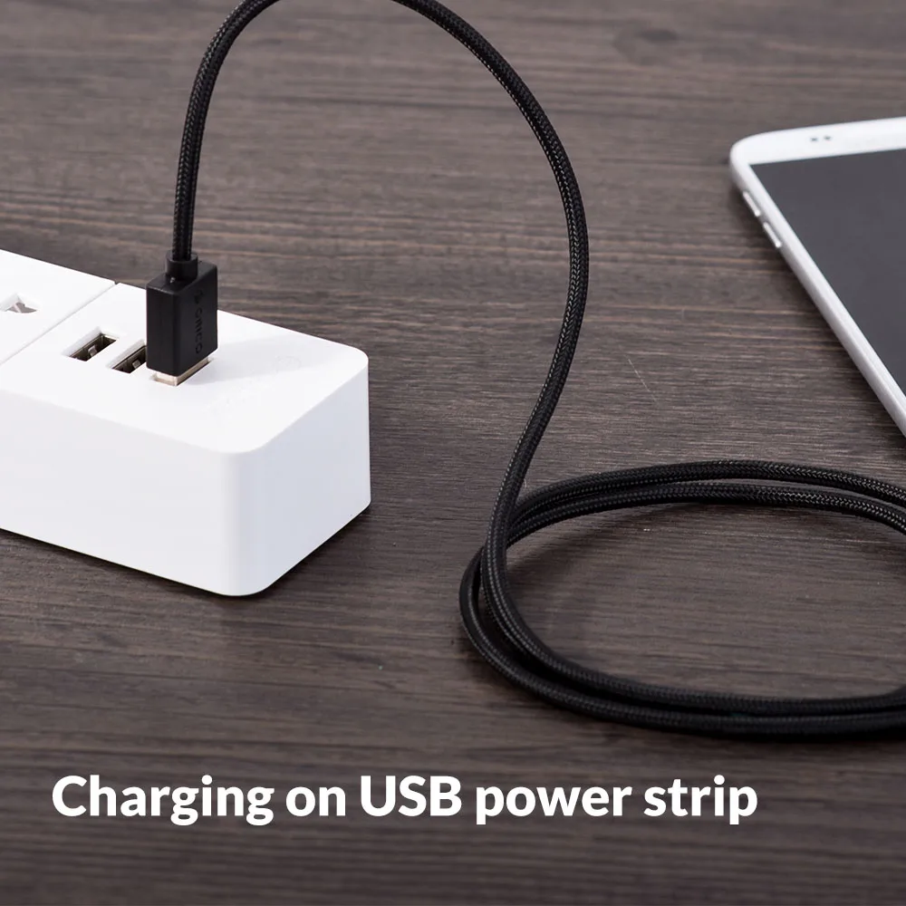 ORICO MDC-10 المصغّر usb كابل 2A بيانات كابل شحن للهاتف المحمول 1 M النايلون كابل