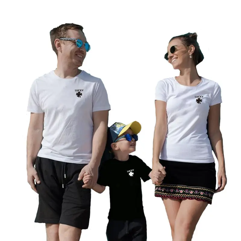 Семейные футболки с принтом «lucky Clover» одинаковые комплекты Повседневная футболка с принтом «Мама и я» для папы, мамы и сына летний комплект для мамы и дочки, camisa