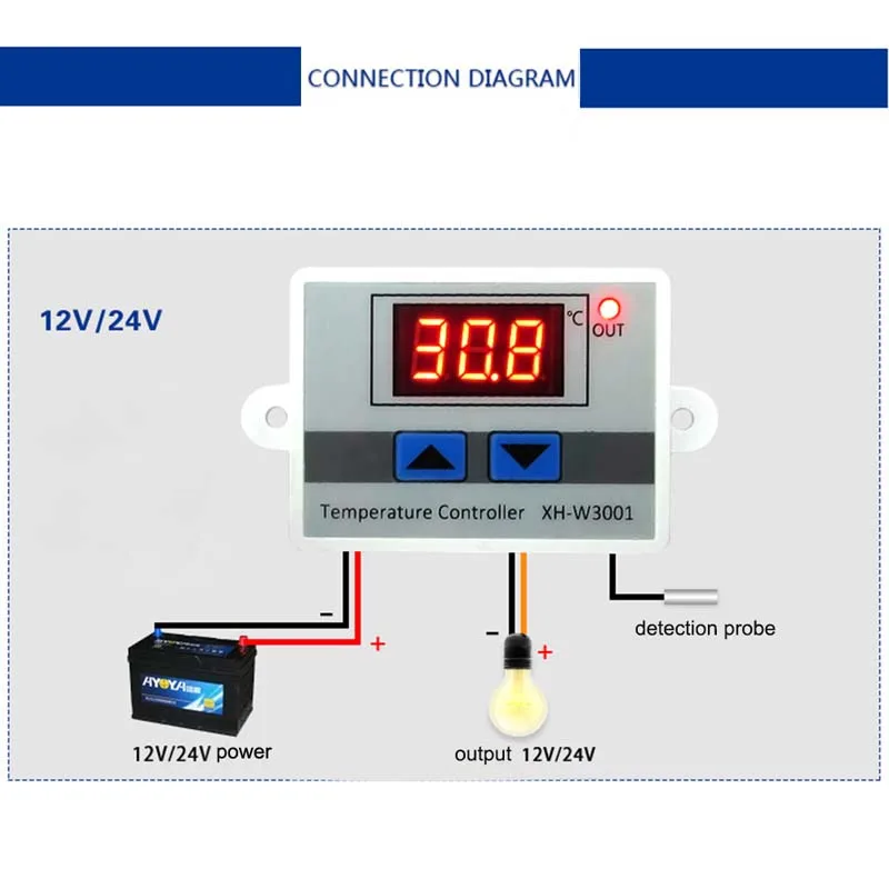 Бытовой цифровой термостат портативный регулятор температуры 220V 24V 12V