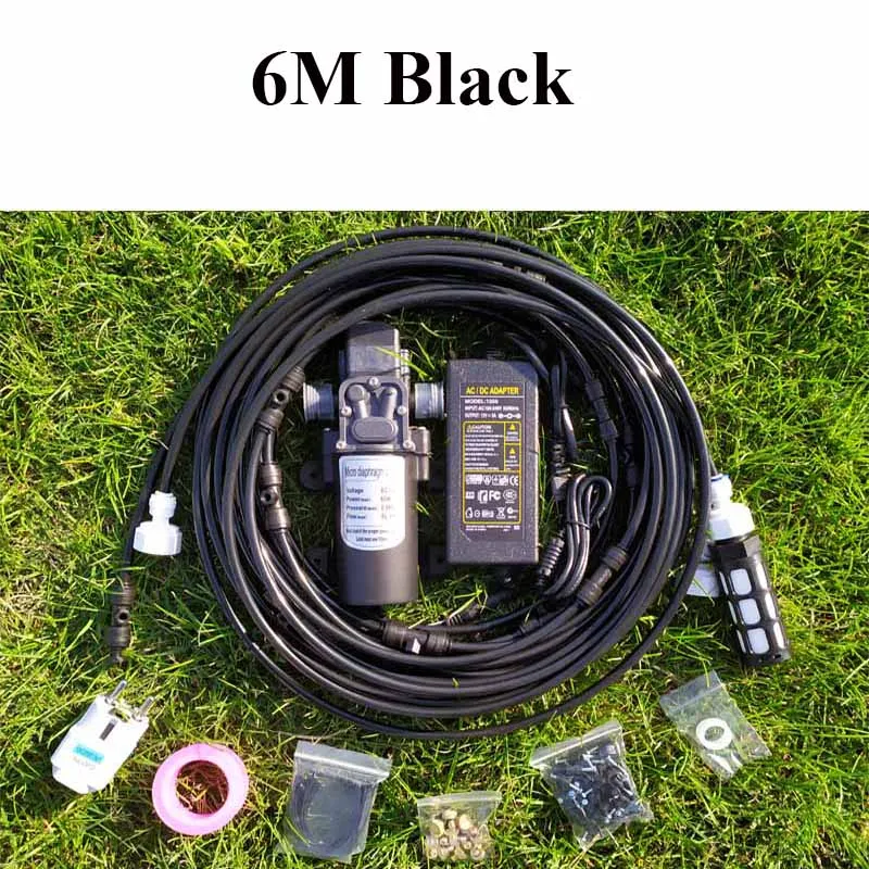 6M Black 6 м~ 18 м садовая система распыления воды спрей с насосом и силовым небулайзером для цветов растительная теплица орошения и запотевания сада - Цвет: 6M Black