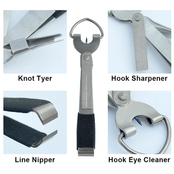 

Fly Fishing Quick Nail Knot Tying Tool Stainless Steel 4 in 1 Multifunctional Hook Tyer Fishing Line Clipper Hook Sharpener