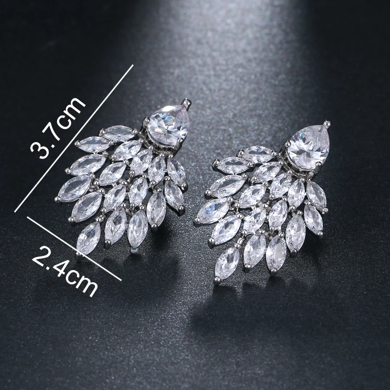 Женские серьги гвоздики серебристого цвета с фианитами|crystal stud earrings|fashion earringsstud
