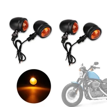 4 шт. Черный Пуля мотоцикл отложным воротником Сигнальные лампы 10 мм для Harley Fatboy Chopper Bobber Кафе Racer Yamaha Suzuki Kawasaki