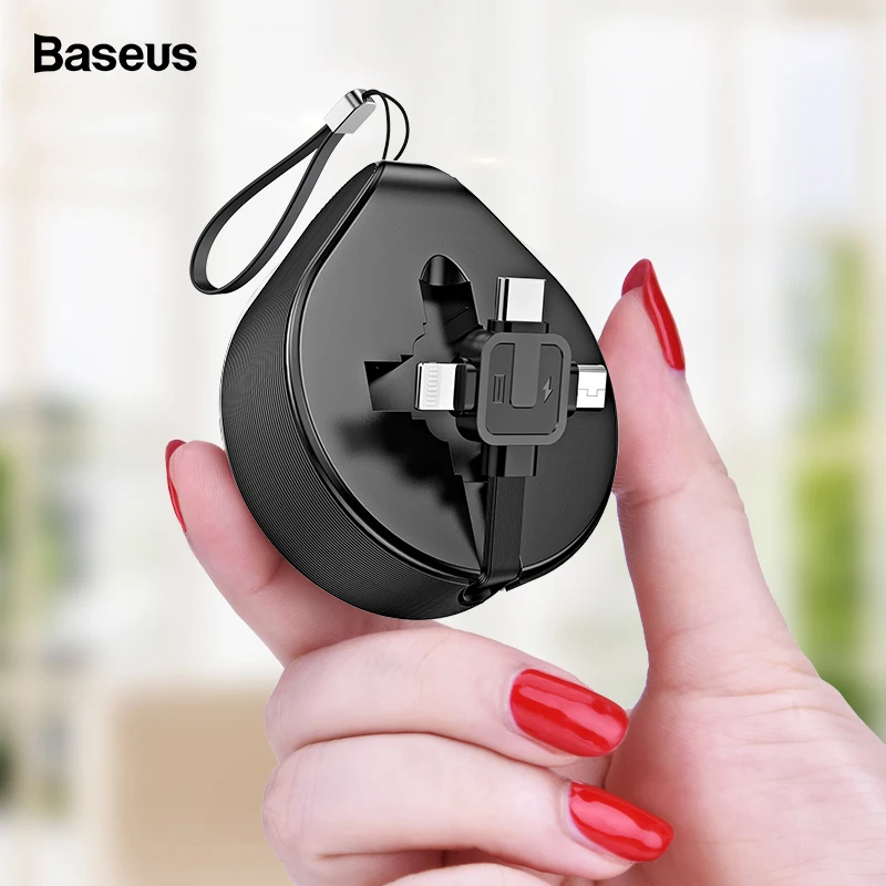 

Baseus Retractable USB Cable For iPhone X 8 7 6 Data Charging Charger Wire Cord 3 In 1 Micro USB Cable USB Type C Cable Adapter