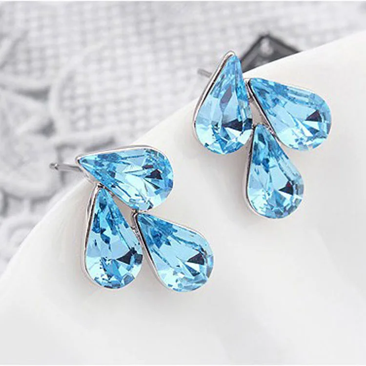 

2014 New Fashion Wholesale austria Flower Austria Crystal Alloy Stud Earrings Flower Rhinestone Earrings for Women Wedding
