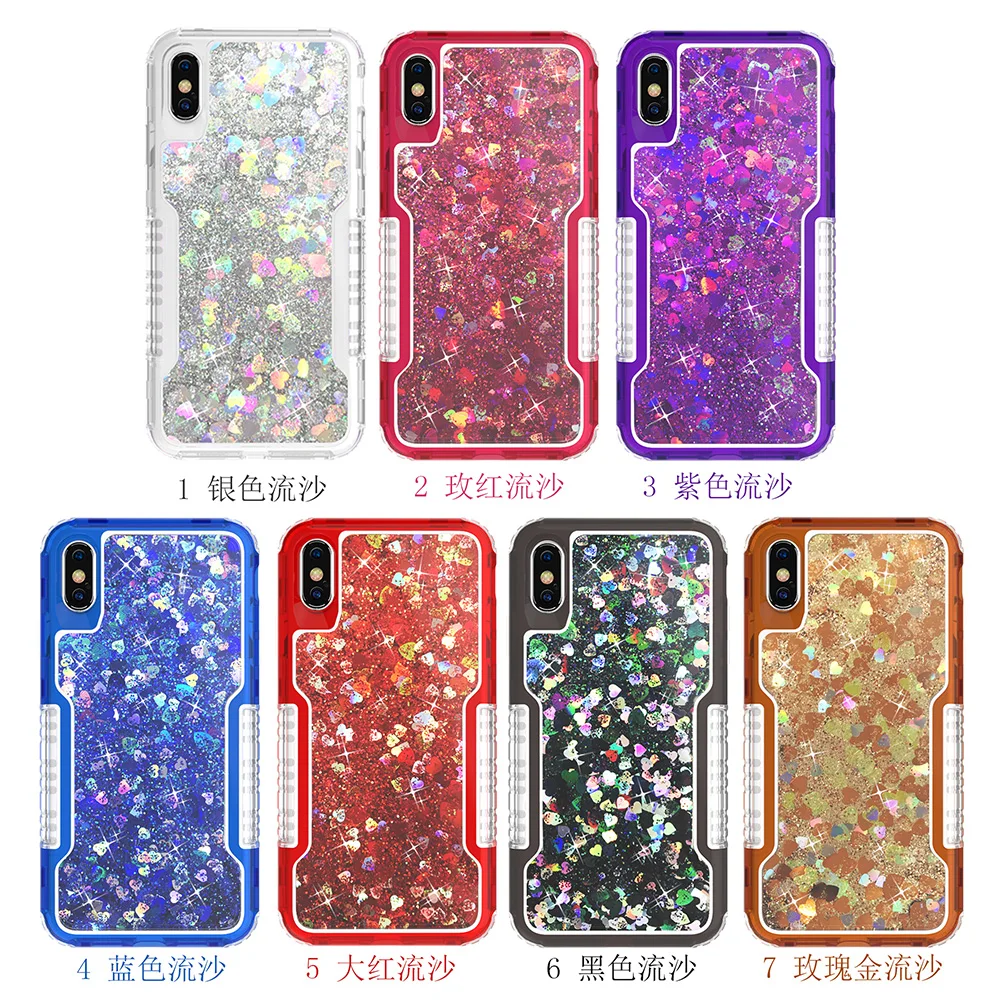 Новый 2 в 1 стиль зыбучий песок pc чехол для iphone 6 7 8plus coque установлены блестящий ТПУ X