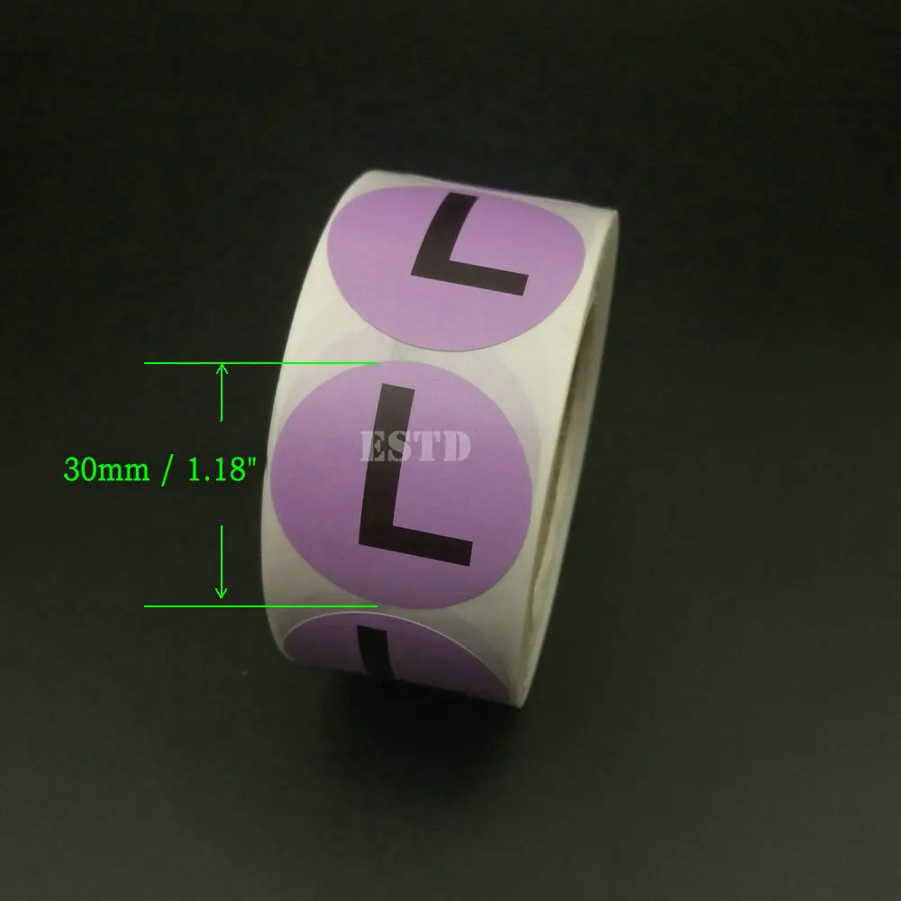 

500pcs Apparel Clothing Size Stickers L Size Purple Color Coded Adhesive Labels