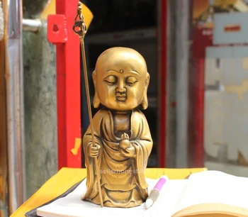 

9" Tibetan bronze copper buddhism Jizo Ksitigarbha Tang Monk buddha statue