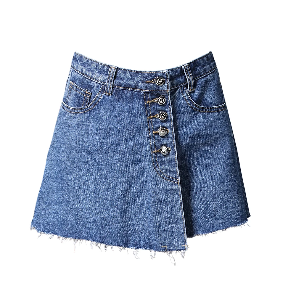 Summer cotton split skirt culotte shorts sexy High waist Denim shorts