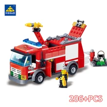 KAZI City Fire Fighting Truck Building Brick Firefighter Vehicle Model Block Building Action Figure Toys for Kid