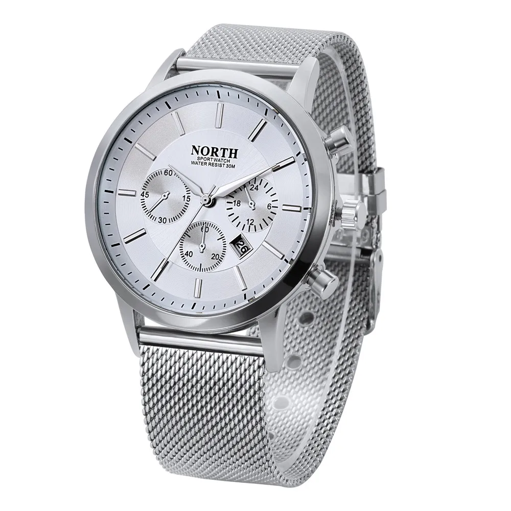 

2019 New Luxury Watch Fashion Stainless Steel Watch North Calendar Quartz Wrist Watch Stainless Steel Bracelet Men Watch