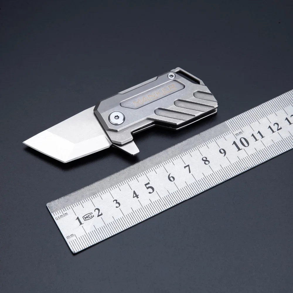 Manker Elfin Stonewash Titanium TC4 Liner Lock M390 Steel Folding Mini Keychain Knife Tool(3 Style Option) Self-defense Tool