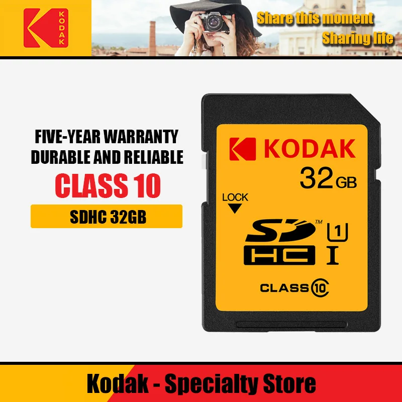Sd-карта Kodak, 16 ГБ, 32 ГБ, 64 ГБ, 128 ГБ, флеш-карта памяти U1 U3, класс 10, высокоскоростная sd карта Tarjeta для цифровой зеркальной камеры