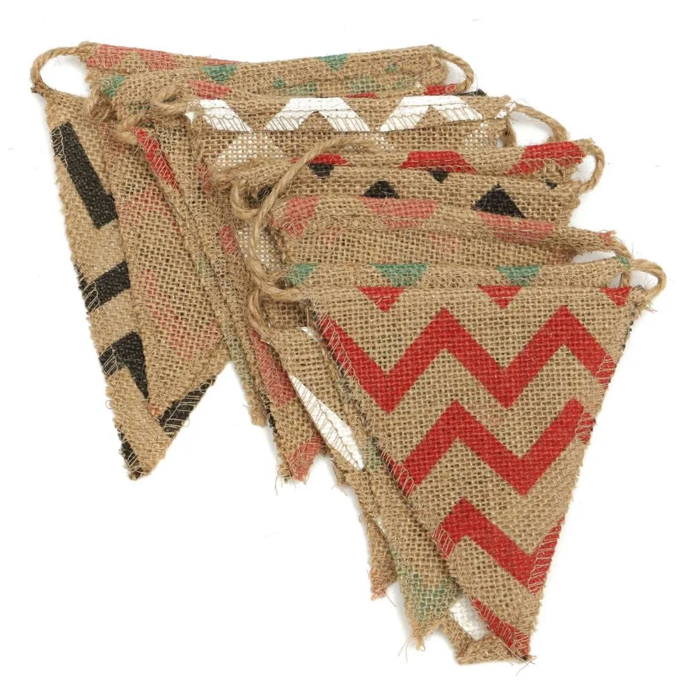 Mini-Tri-angle-Wavy-Bunting-Banners-Burlap-Jute-Flags-Christmas-Xmas-Wedding-Holiday-Party-Hanging-Decoration