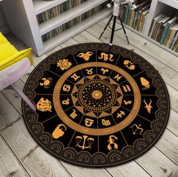 

Soft Flannel Anti-slip Round Carpet Computer Chair Pad Cartoon Constellation Living Room Mat Children Bedroom Round Area Rugs