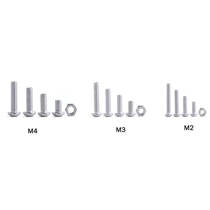 480 шт. головка кнопки 12 размеров винт и набор гаек, M2 M3 M4 сталь Ассорти шестигранных головок крышки Болты Шурупы гайки набор Ki