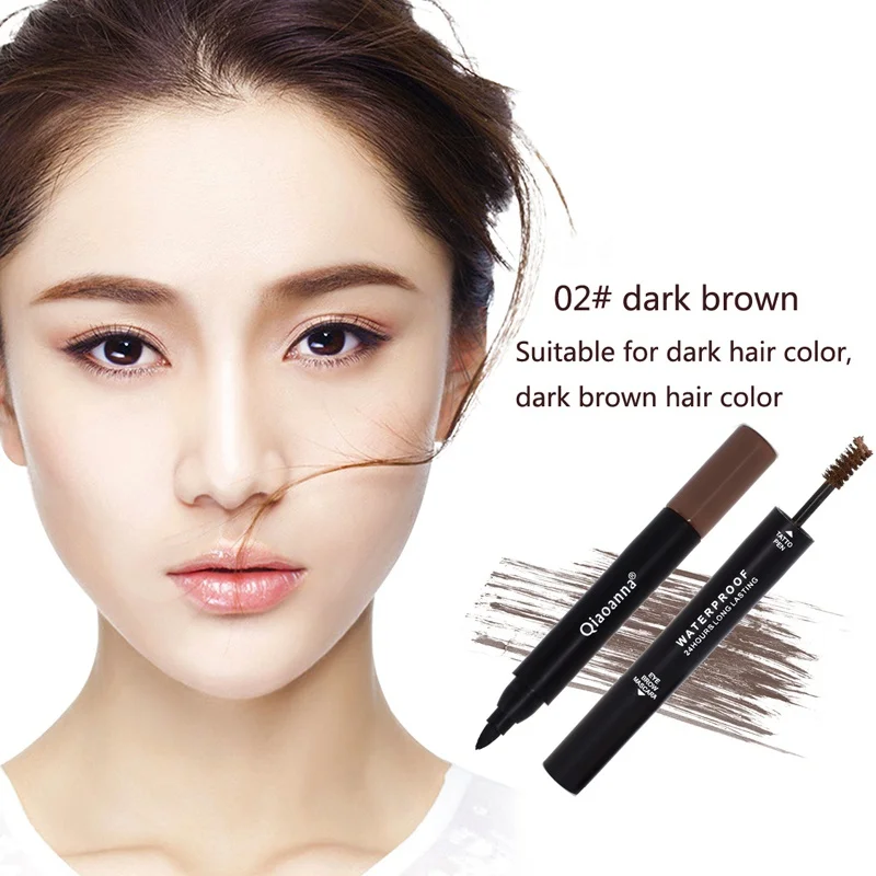 Natural Double Head Eyebrow Dyeing Cream Liquid Eyeliner Waterproof Eyeliner Pen Eyebrow