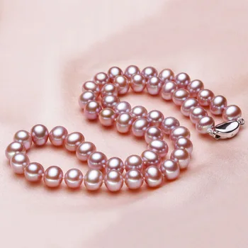 

Eternal wedding Women Gift word 925 Sterling real [bright pearl] natural freshwater pearl necklace, nearly round, 925 sil