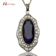 Аутентичные 925 стерлингового серебра восстановление древних способов натуральный жемчуг синий камень подвески для женщин Свадебные подарки