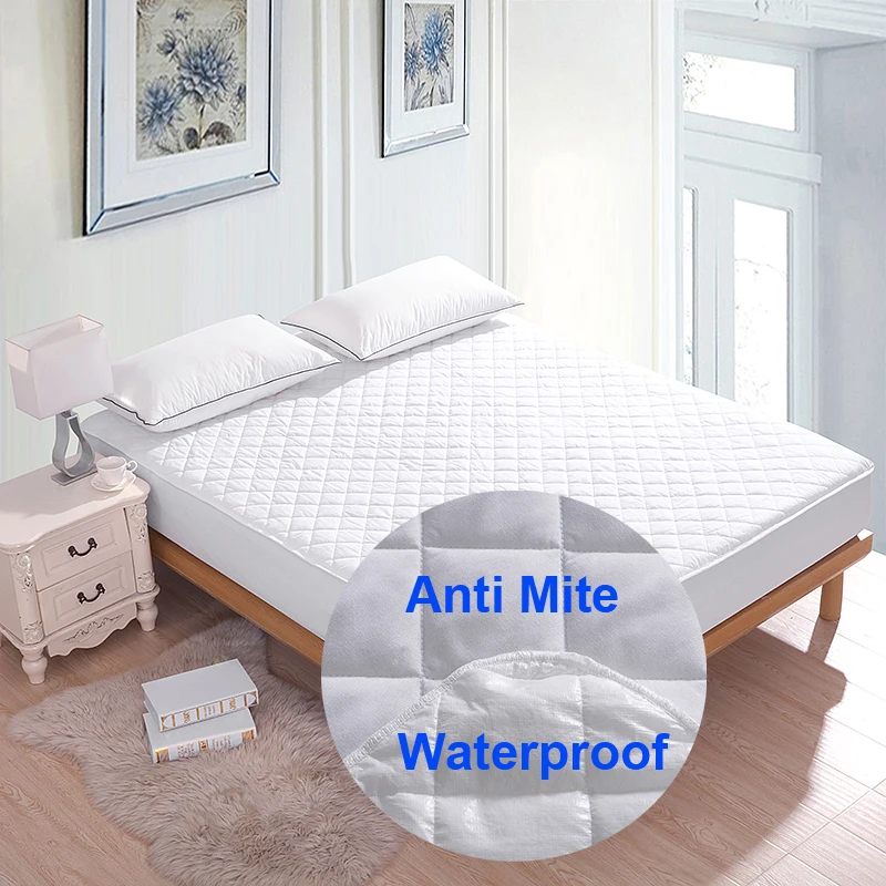 

160x200cm Mattress Cover Brushed Fabric Quilted Waterproof Protector Anti Dust Mite Bed Cover for Mattress Pad Protector Matelas
